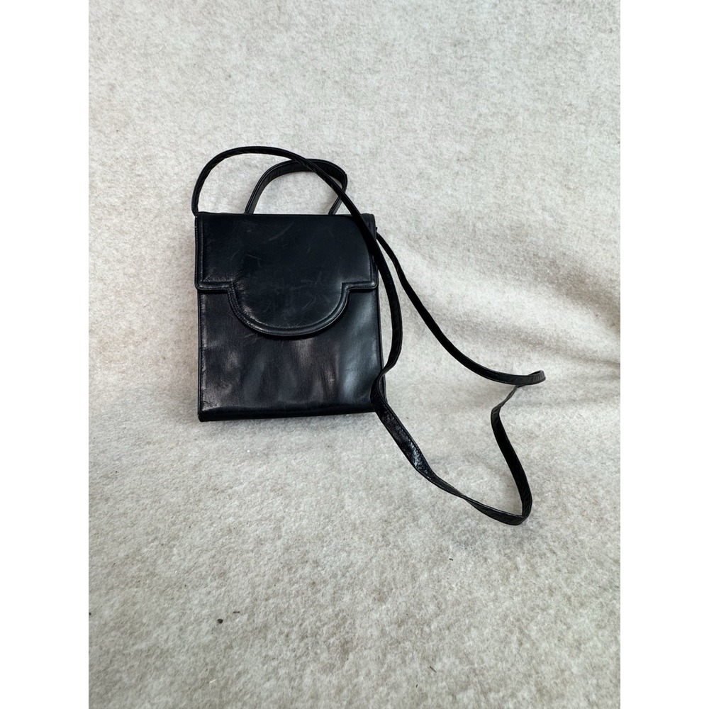 Frenchy of California Black Leather Handbag Suede Lining